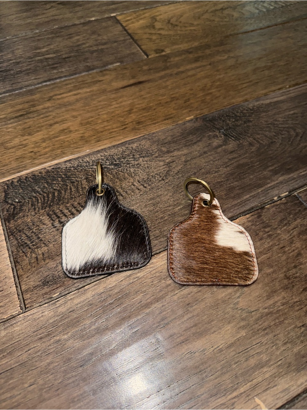 Leather Hair-On Cow Tag Keychain
